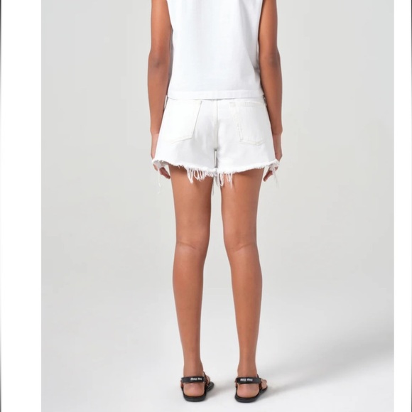 Agolde White Jean Parker Vintage Denim Cutoff Fringe Shorts Size 27 - Picture 4 of 11